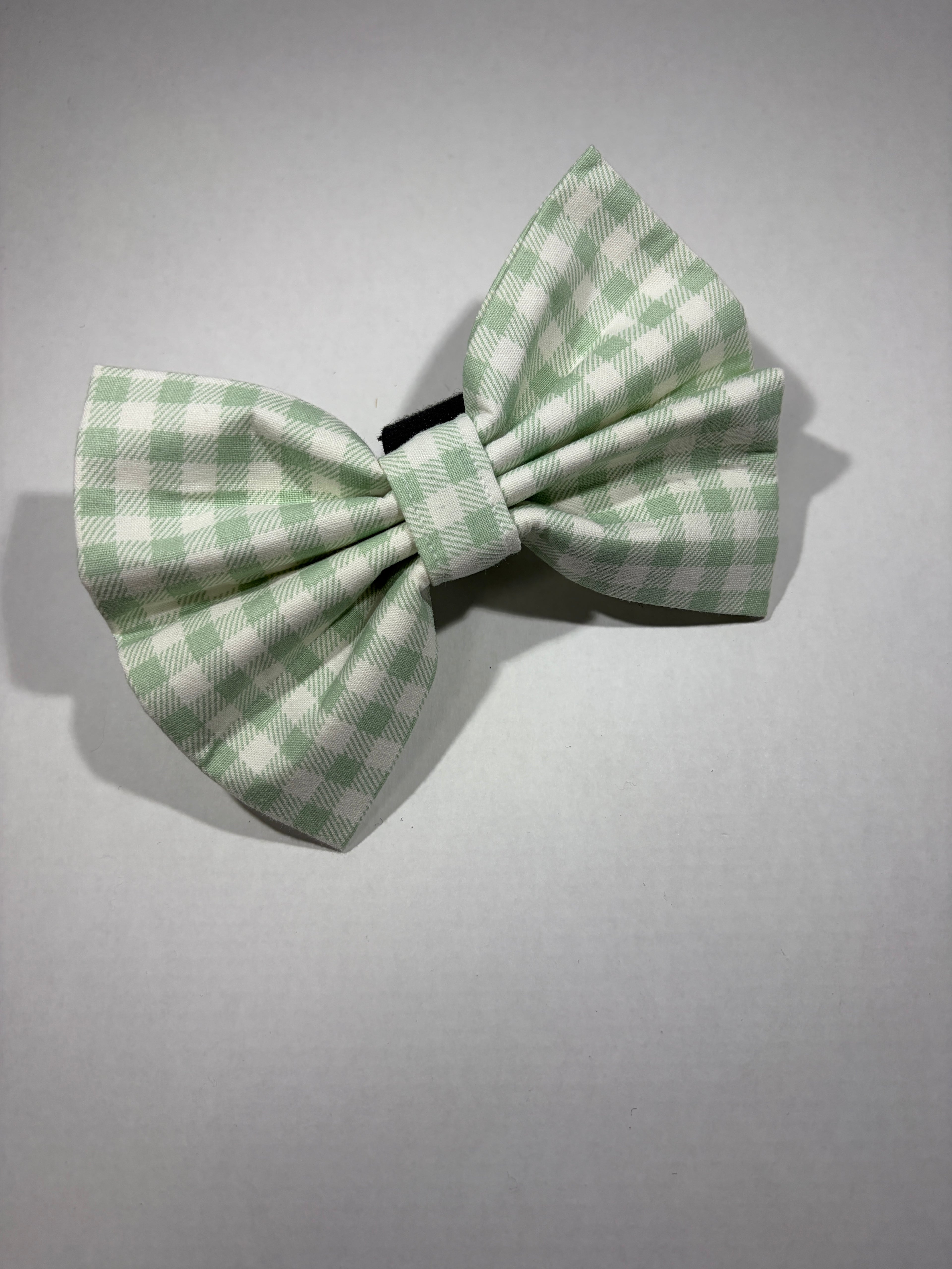 Matcha Gingham Dog Bow