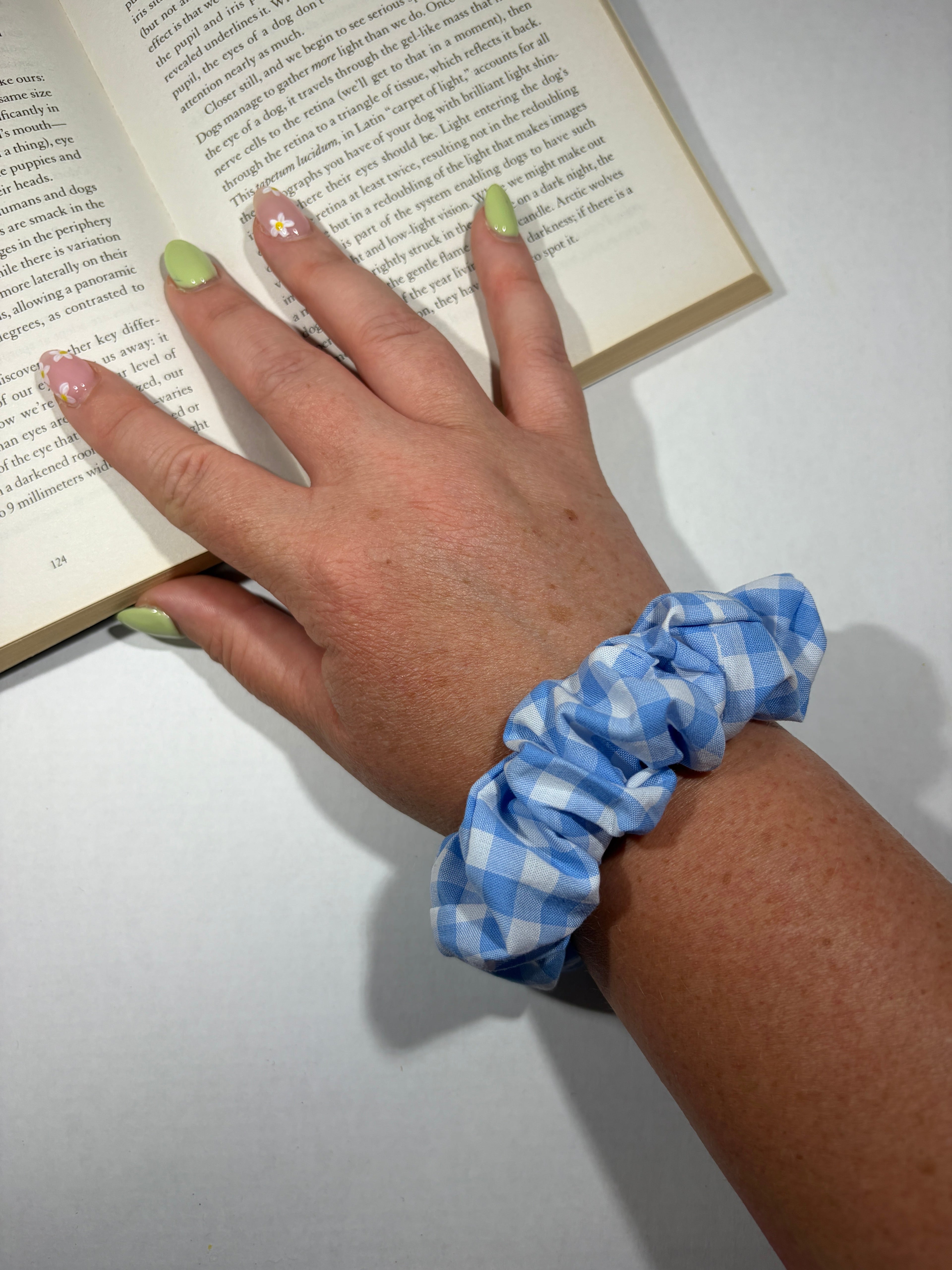 Blue Gingham Scrunchie