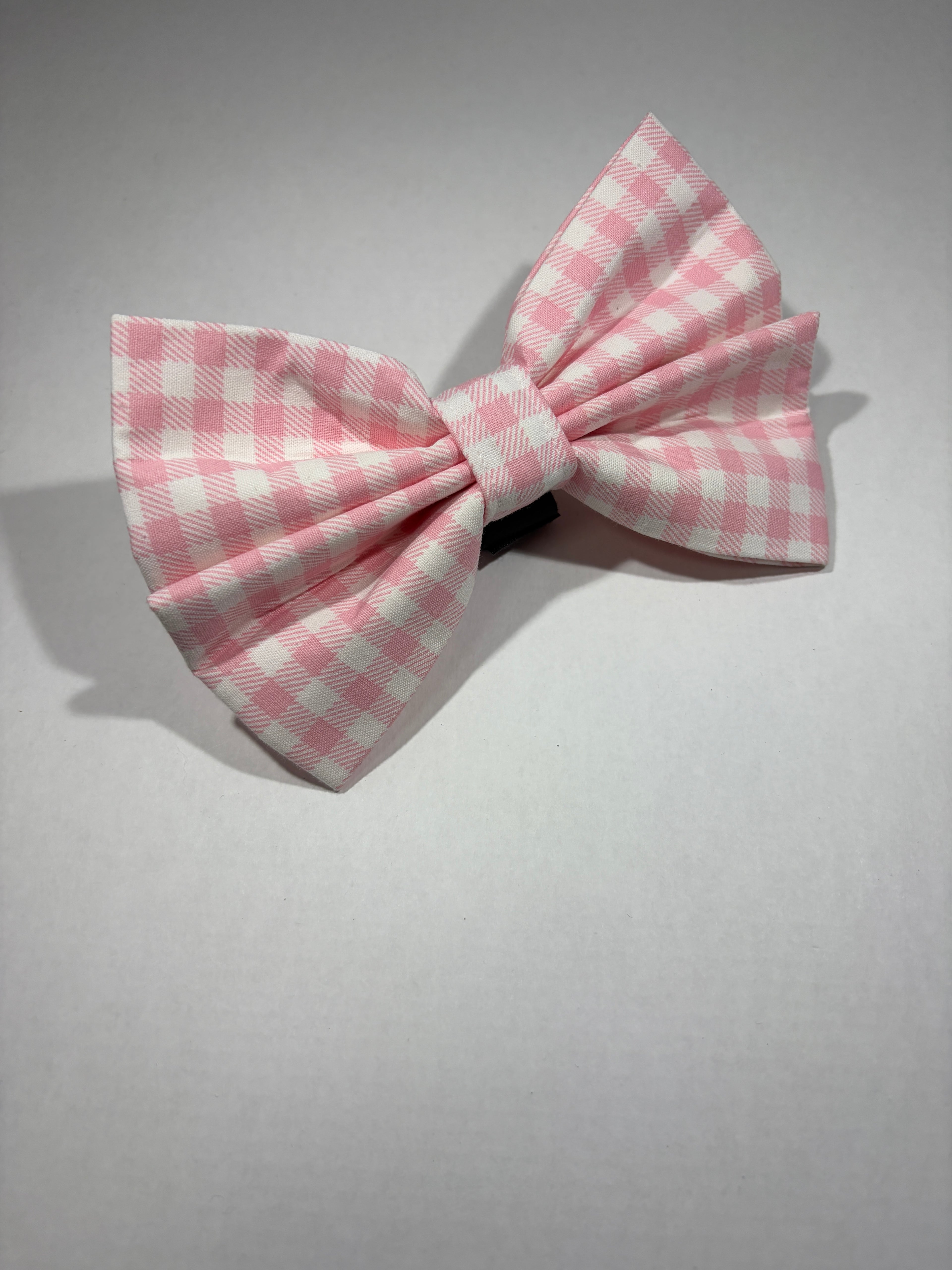 Pink Gingham Dog Bow