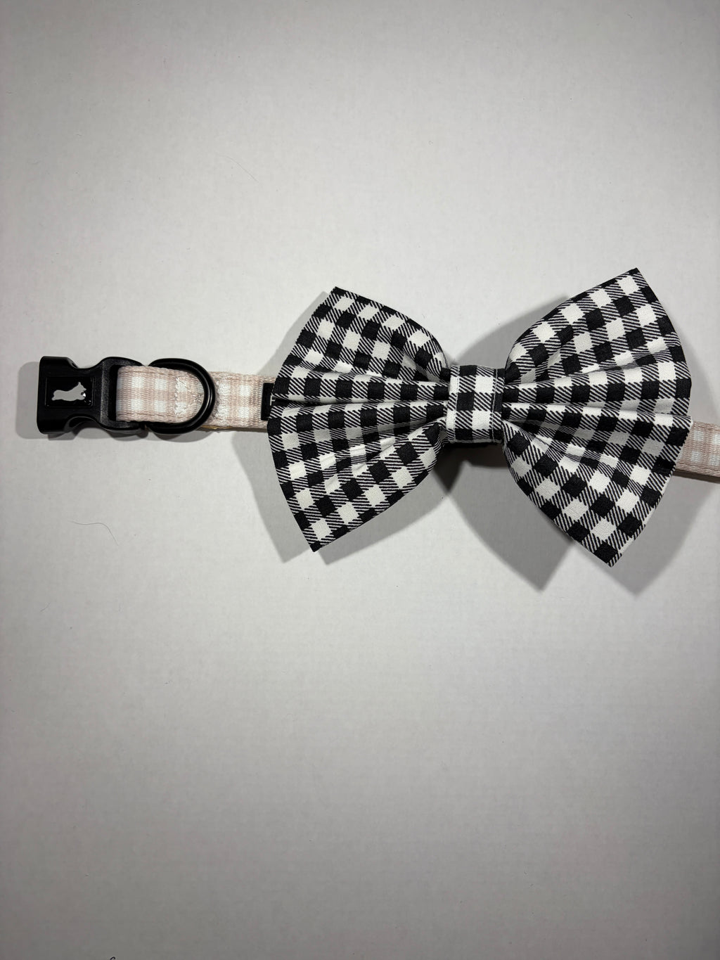 Black & White Gingham Dog Bow
