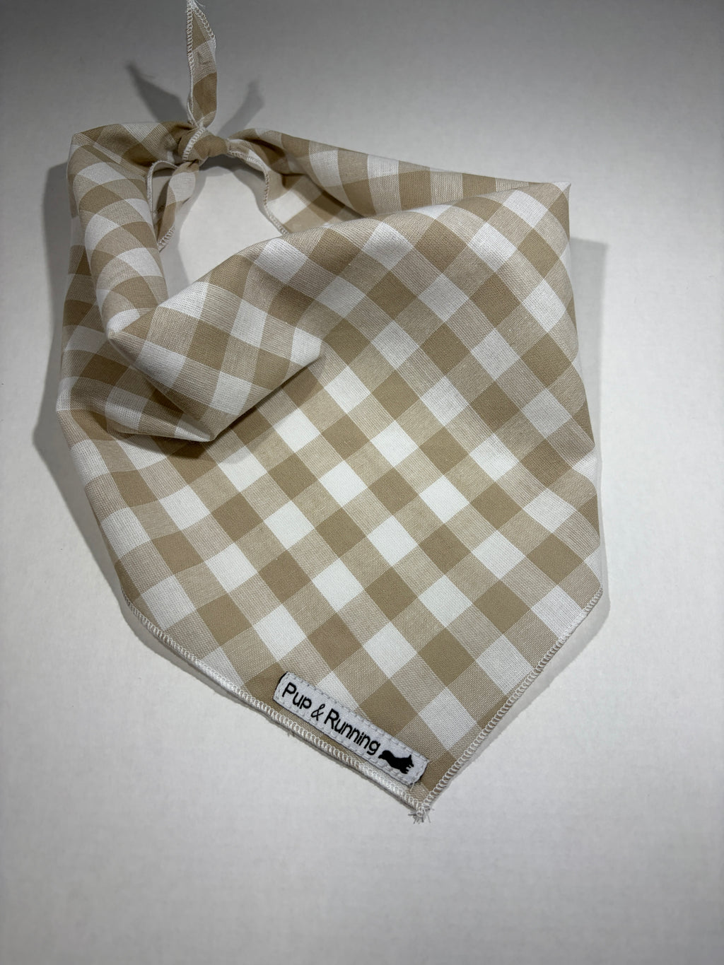 Beige Gingham Dog Bandana