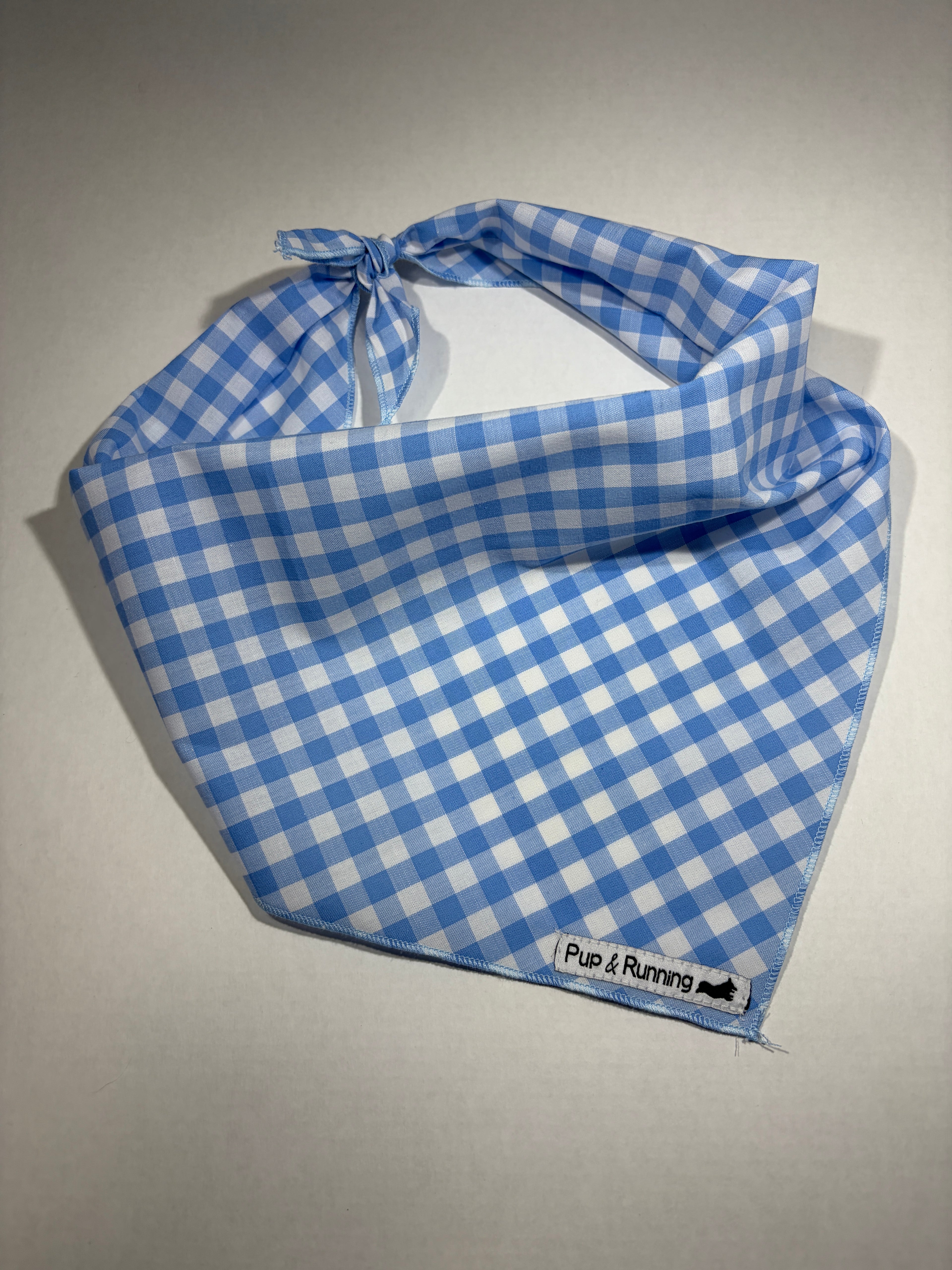 Blue Gingham Dog Bandana