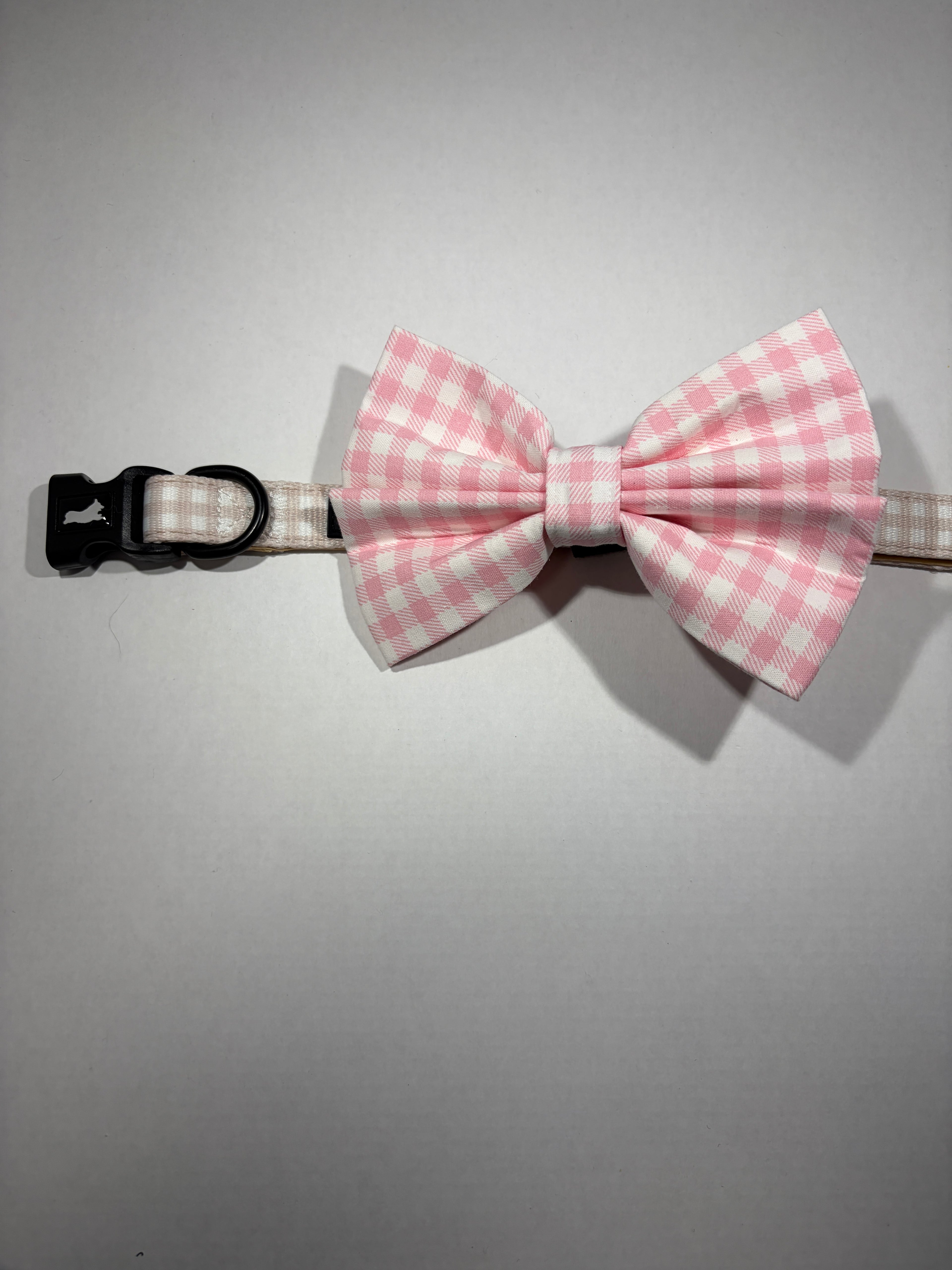 Pink Gingham Dog Bow