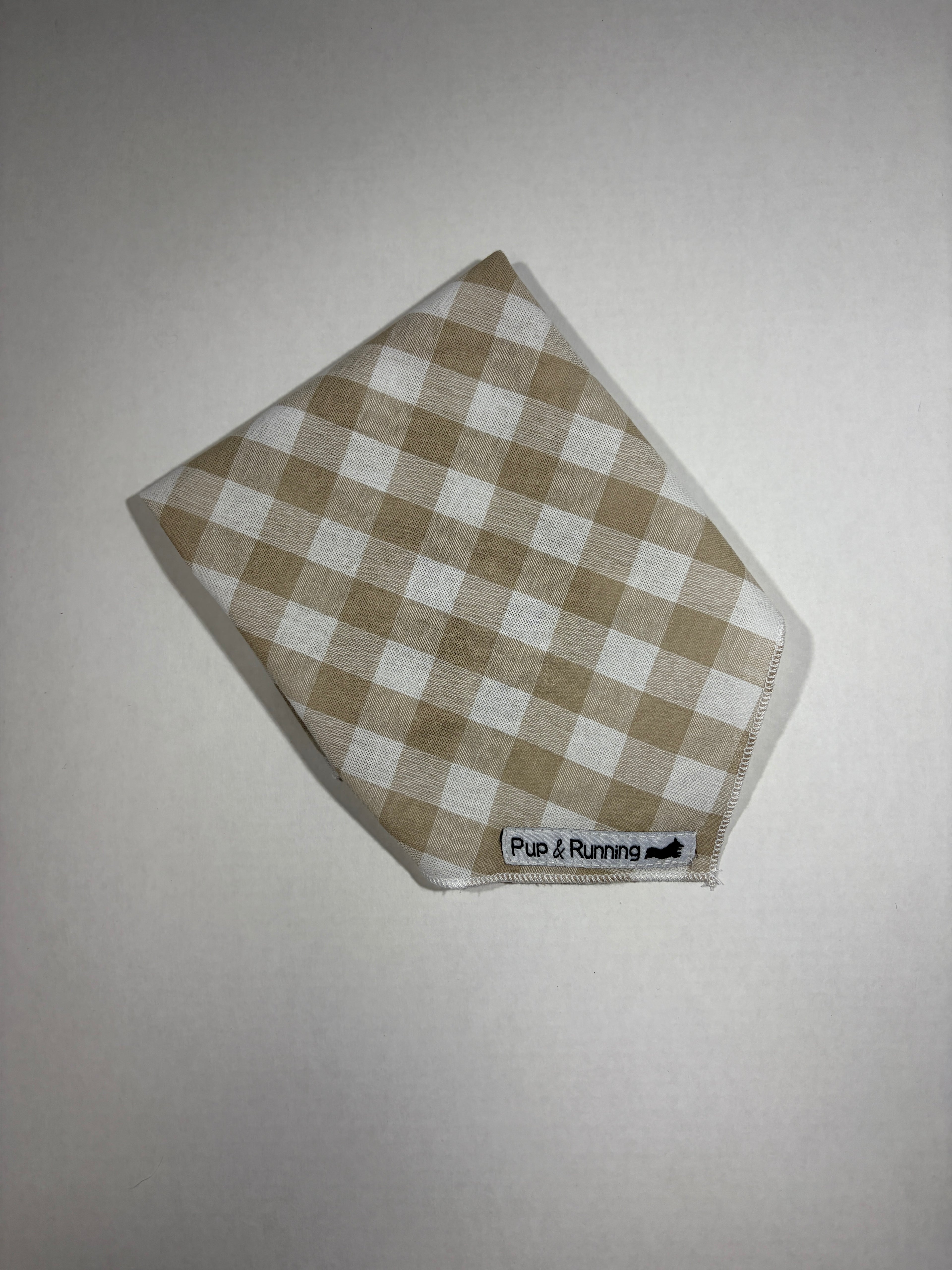 Beige Gingham Dog Bandana