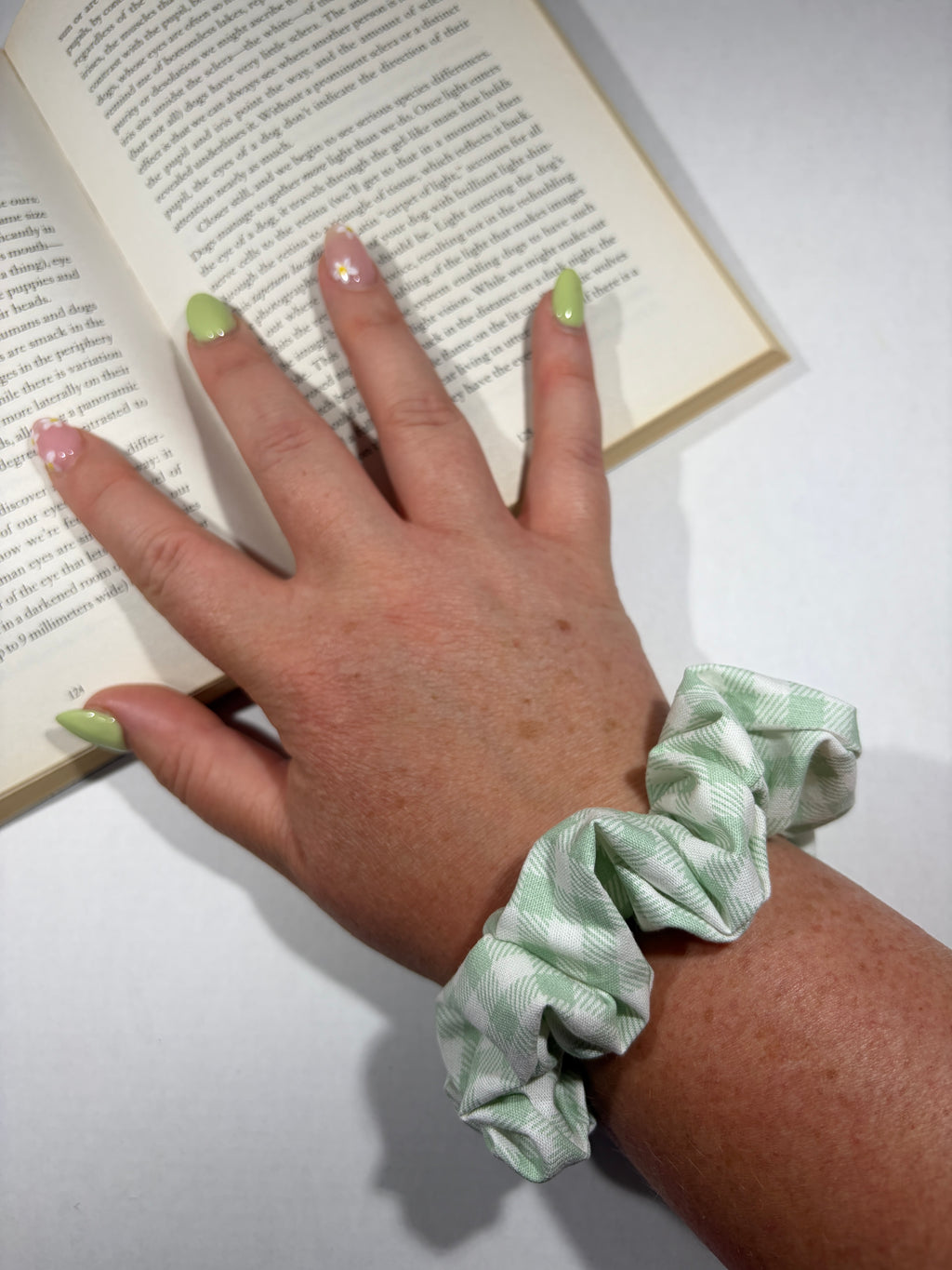 Matcha Gingham Scrunchie