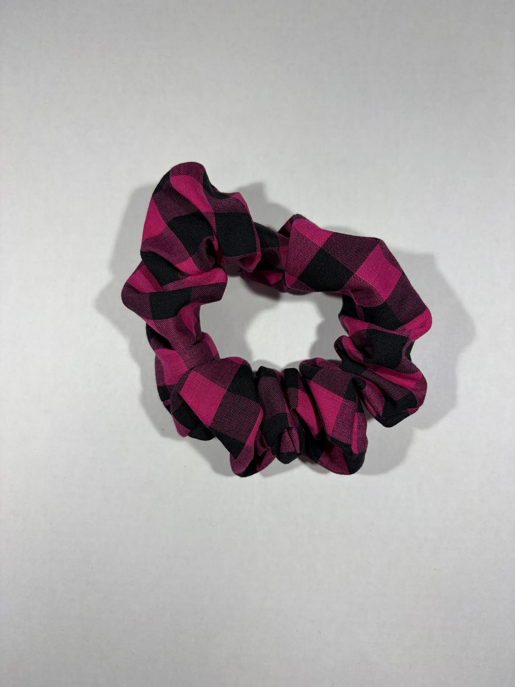 Pink and black gingham Scrunchie