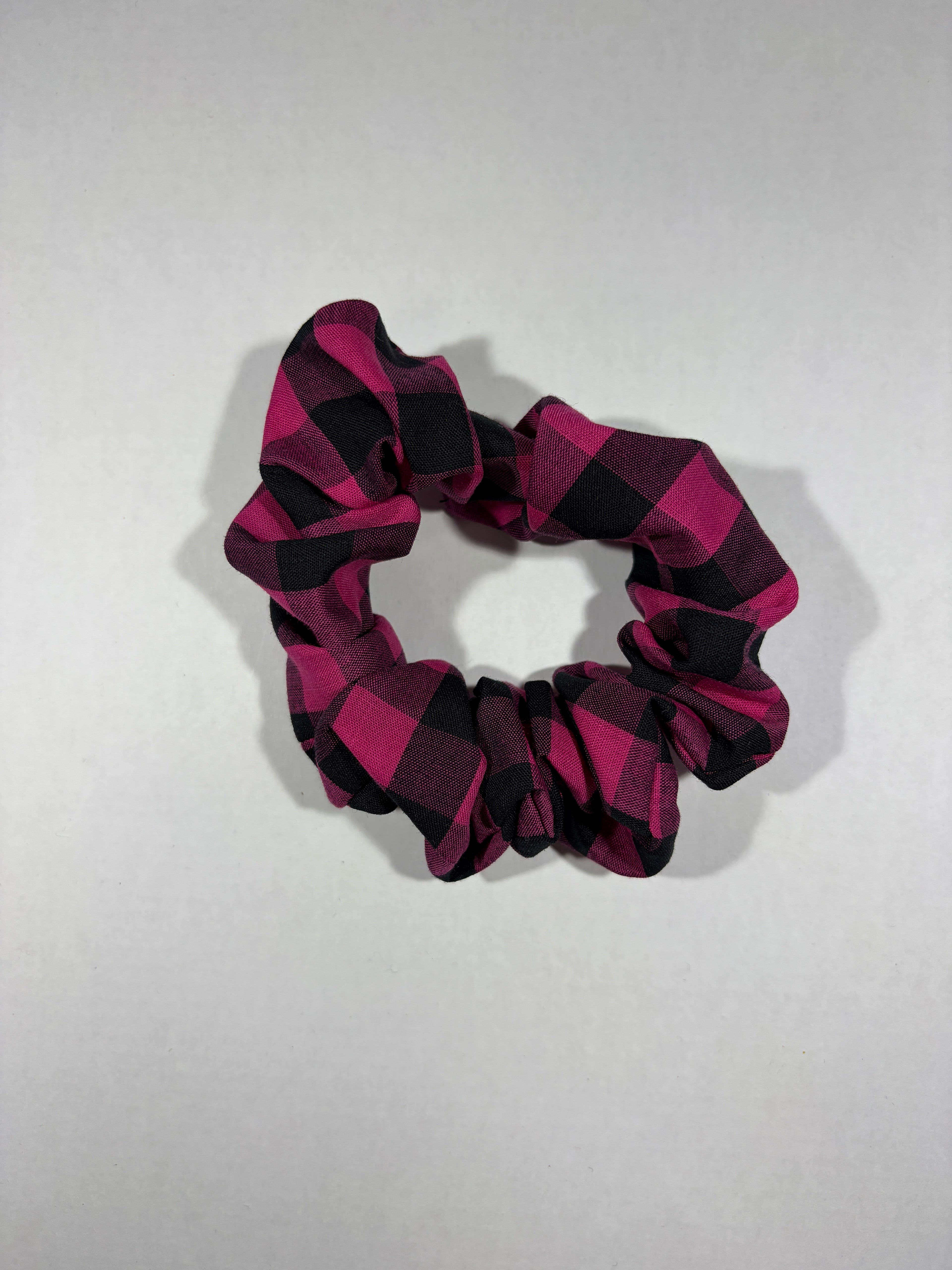 Pink and black gingham Scrunchie