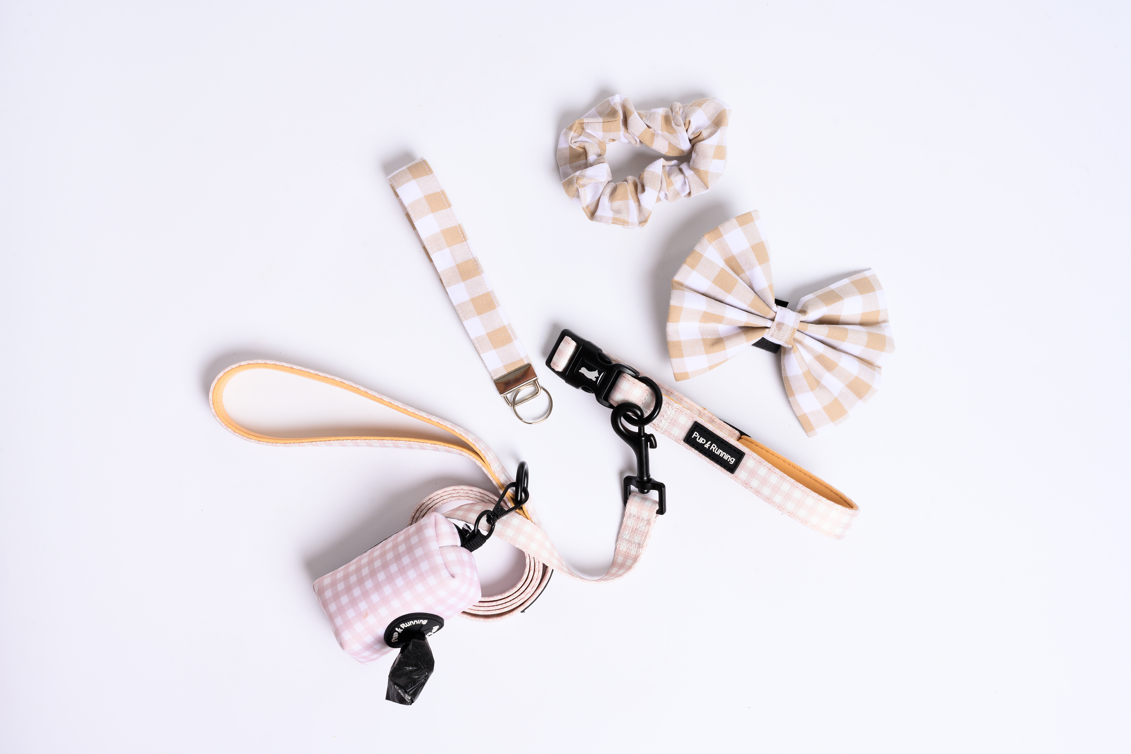 Keychain Wristlet in Beige Gingham