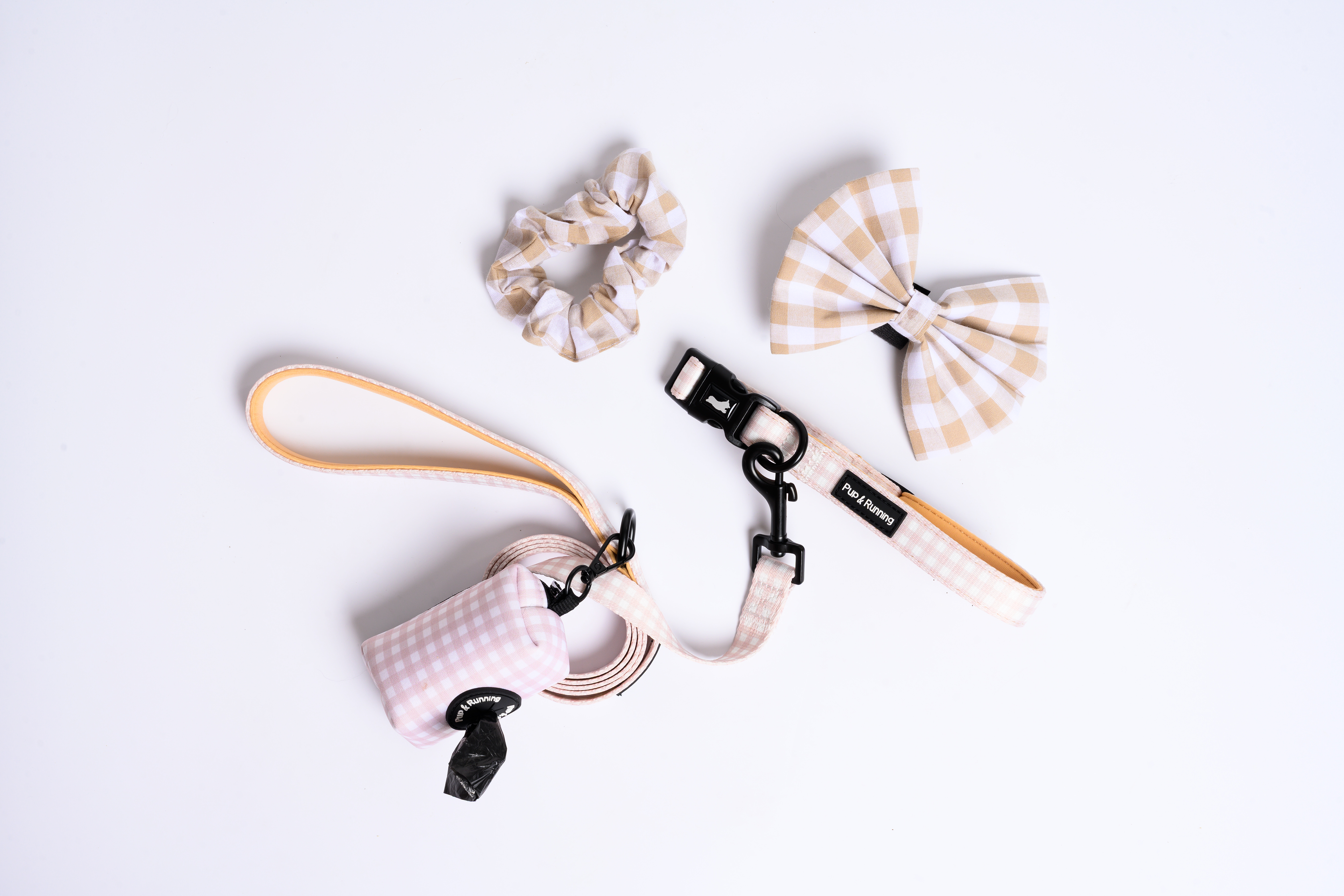 Match My Dog Set in Beige Gingham